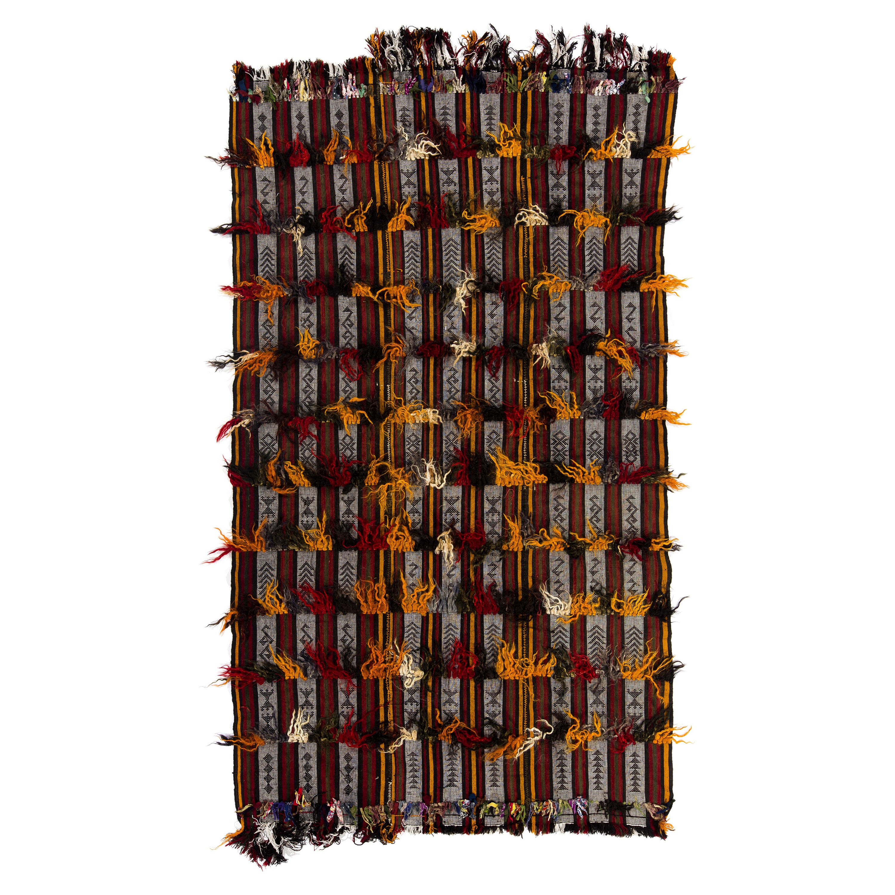 5.2x9.2 Ft Banded Tribal Kilim Flat-Weave Rug Rivestimento del pavimento con lana e cotone