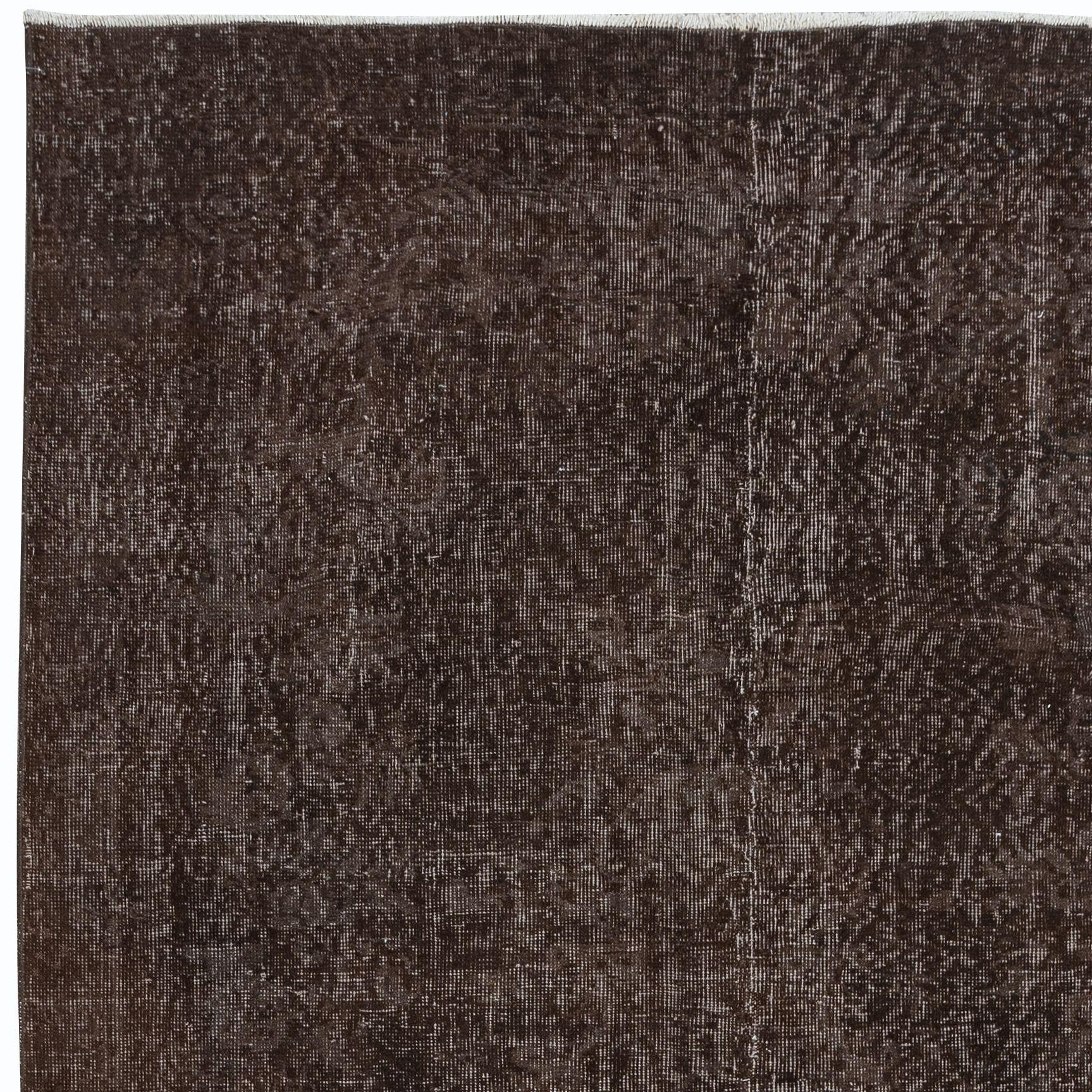 Hand-Knotted 5.2x9.2 Ft Brown Handmade Turkish Area Rug, Bohem Eclectic Room Size Carpet For Sale