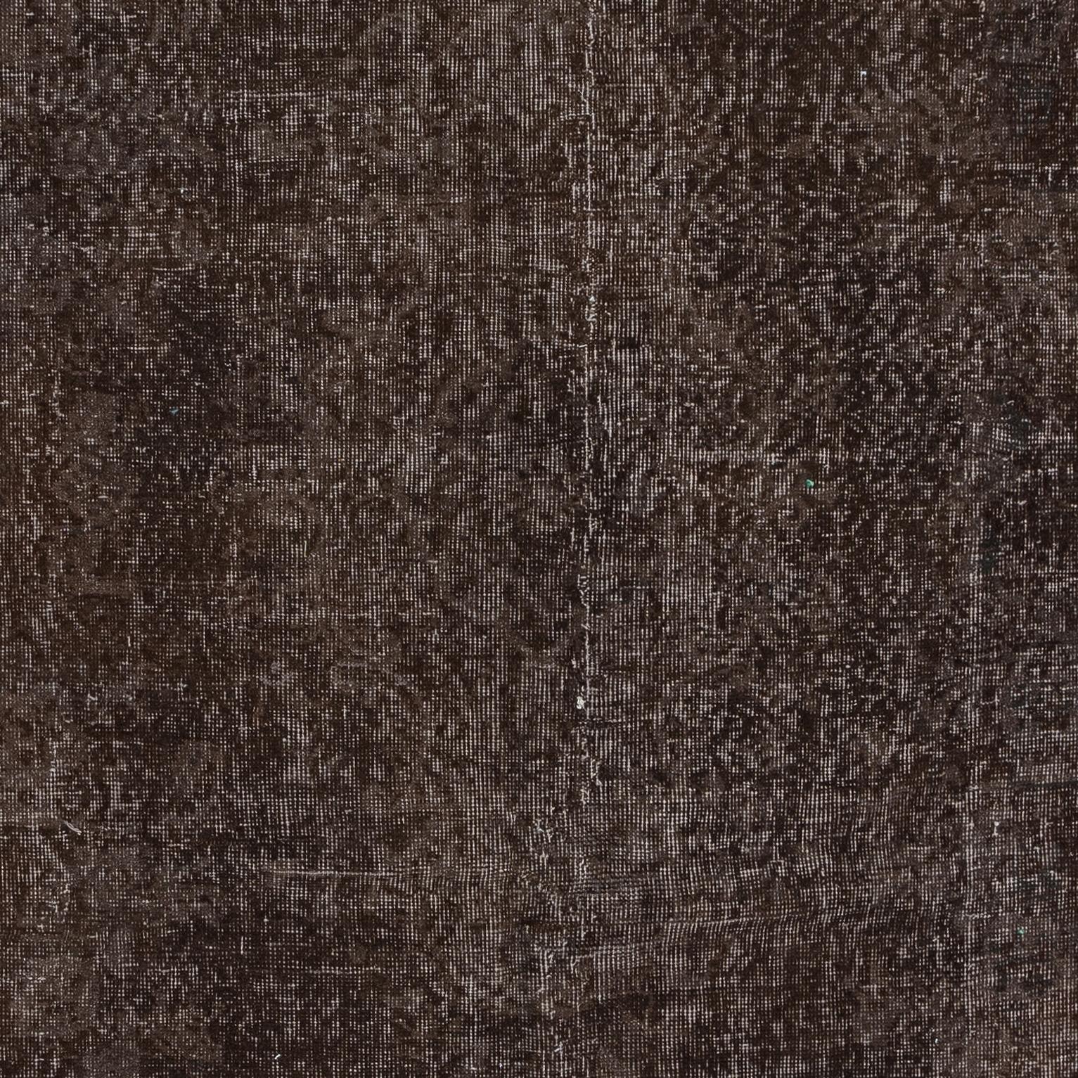 5.2x9.2 Ft Handmade Turkish Area Rug, Solid Dark Brown Room Size Wool Carpet In Good Condition For Sale In Spring Valley, NY