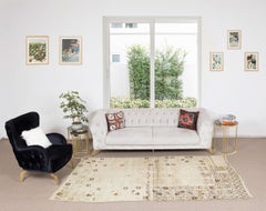 5.2x9.2 Ft Neutral Colors Handmade Rug, Antique Washed Vintage Oushak Carpet