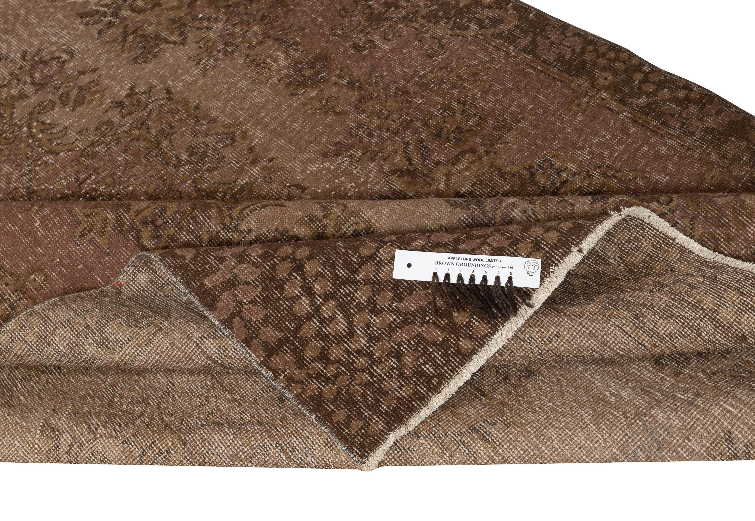 5.2x9.2 Ft Vintage Handmade Türkischer Teppich Overdyed in Braun für moderne Innenräume (Moderne) im Angebot