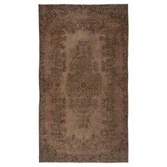 5.2x9.2 Ft Vintage Handmade Türkischer Teppich Overdyed in Braun für moderne Innenräume