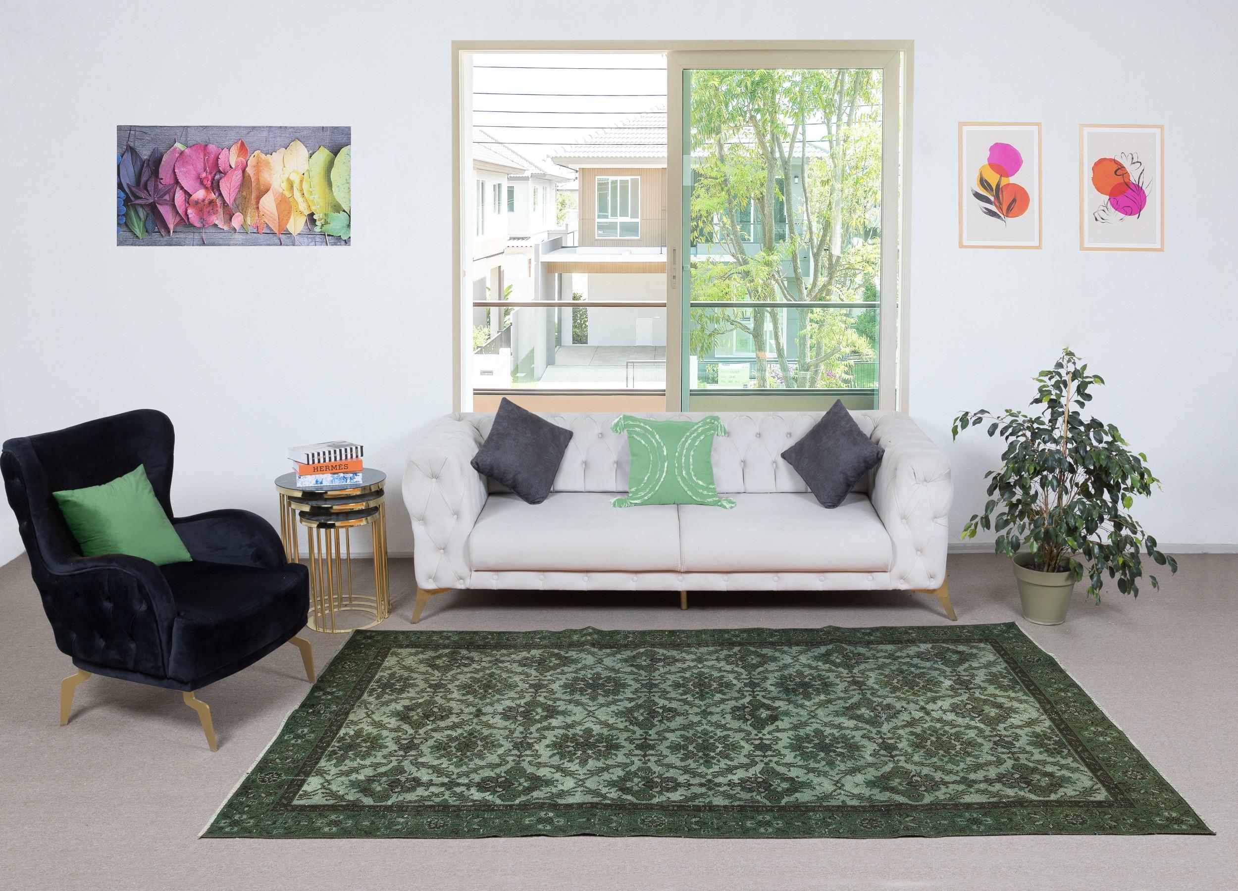 Our over-dyed rugs are all hand-knotted vintage pieces that are recreated in our workshop to cater to a wider range of interior design choices from modern to coastal, from industrial to rustic/cottage. These 50 to 70 year-old rugs were hand-knotted