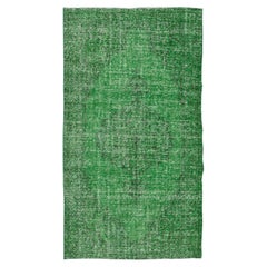 5.2x9.3 Ft Vintage Anatolian Area Rug, Green Handmade Contemporary Wool Carpet