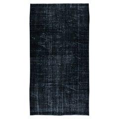 Tappeto nero sovratinto 5.2x9.6 Ft, fatto a mano in Turchia, Tappeto moderno