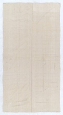 Tapis Kilim turc vintage tissé à la main ( tissage à la feuille) de 5,2 x 9,7 pieds couleur crème