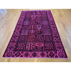 5'2"x9'9" Pink Gallery Size Vintage Overdyed Farsian Bakhtiari Hand Knotted Rug