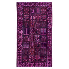 5'2"x9'9" Pink Gallery Size Vintage Overdyed Farsian Bakhtiari Hand Knotted Rug