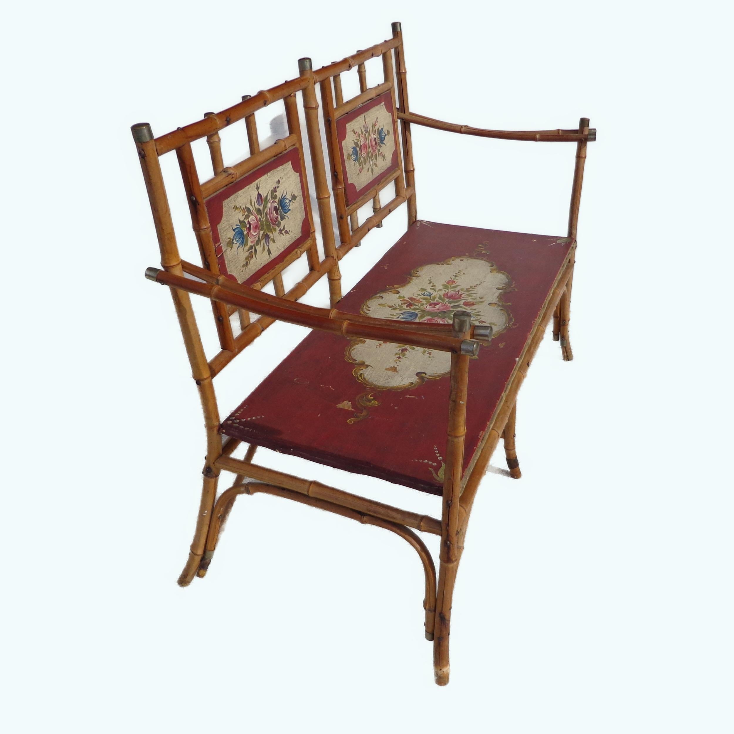 North American Antique Bamboo Eastlake Style Settee For Sale