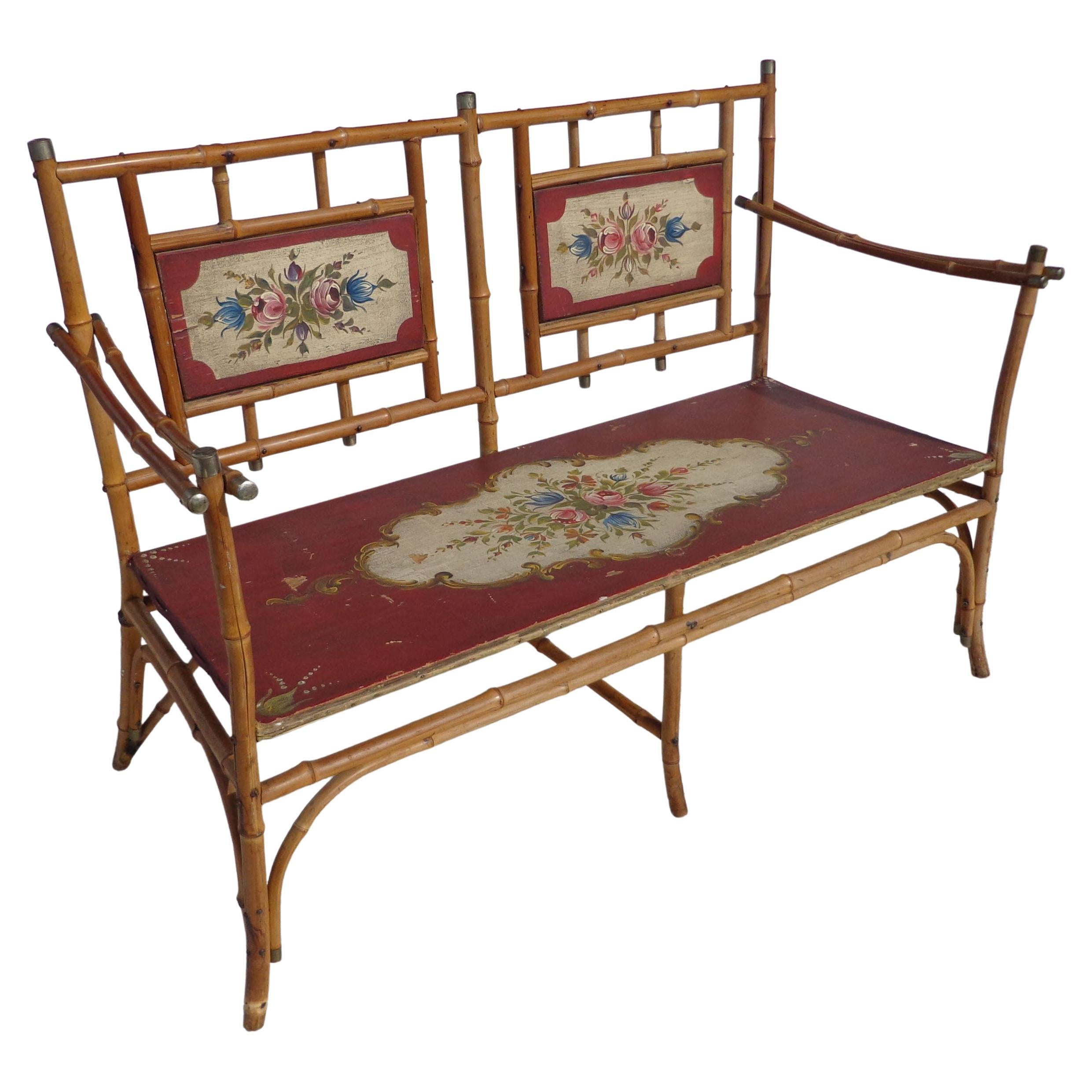 Antique Bamboo Eastlake Style Settee For Sale