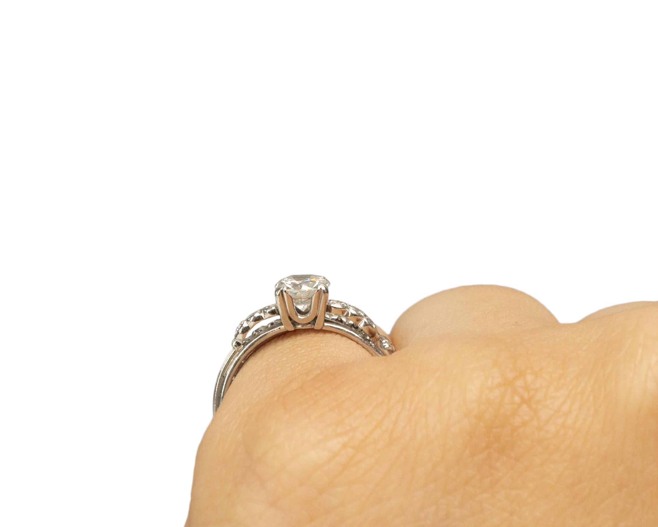 .53 Carat Art Deco Diamond Platinum Engagement Ring For Sale 4