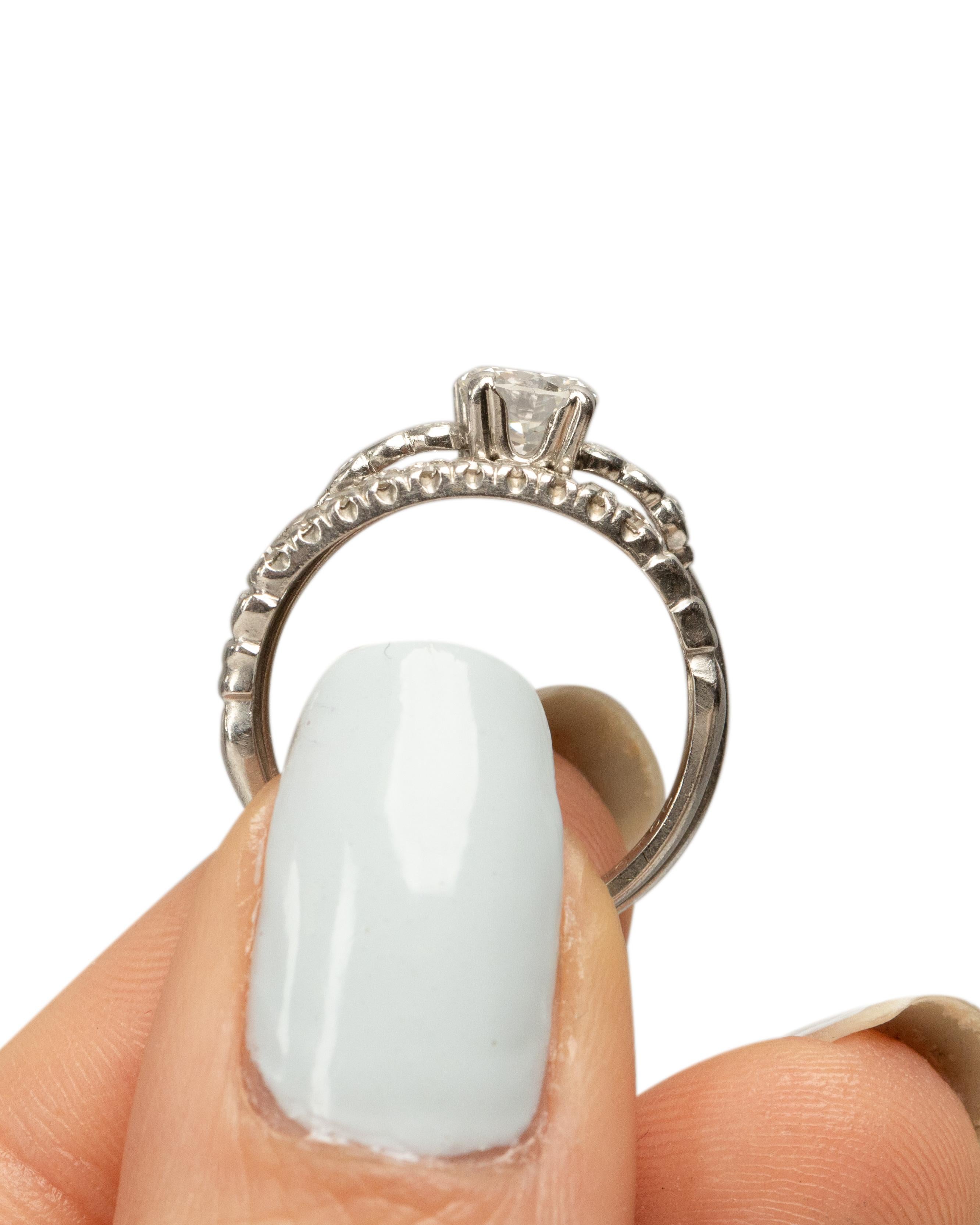 .53 Carat Art Deco Diamond Platinum Engagement Ring For Sale 5