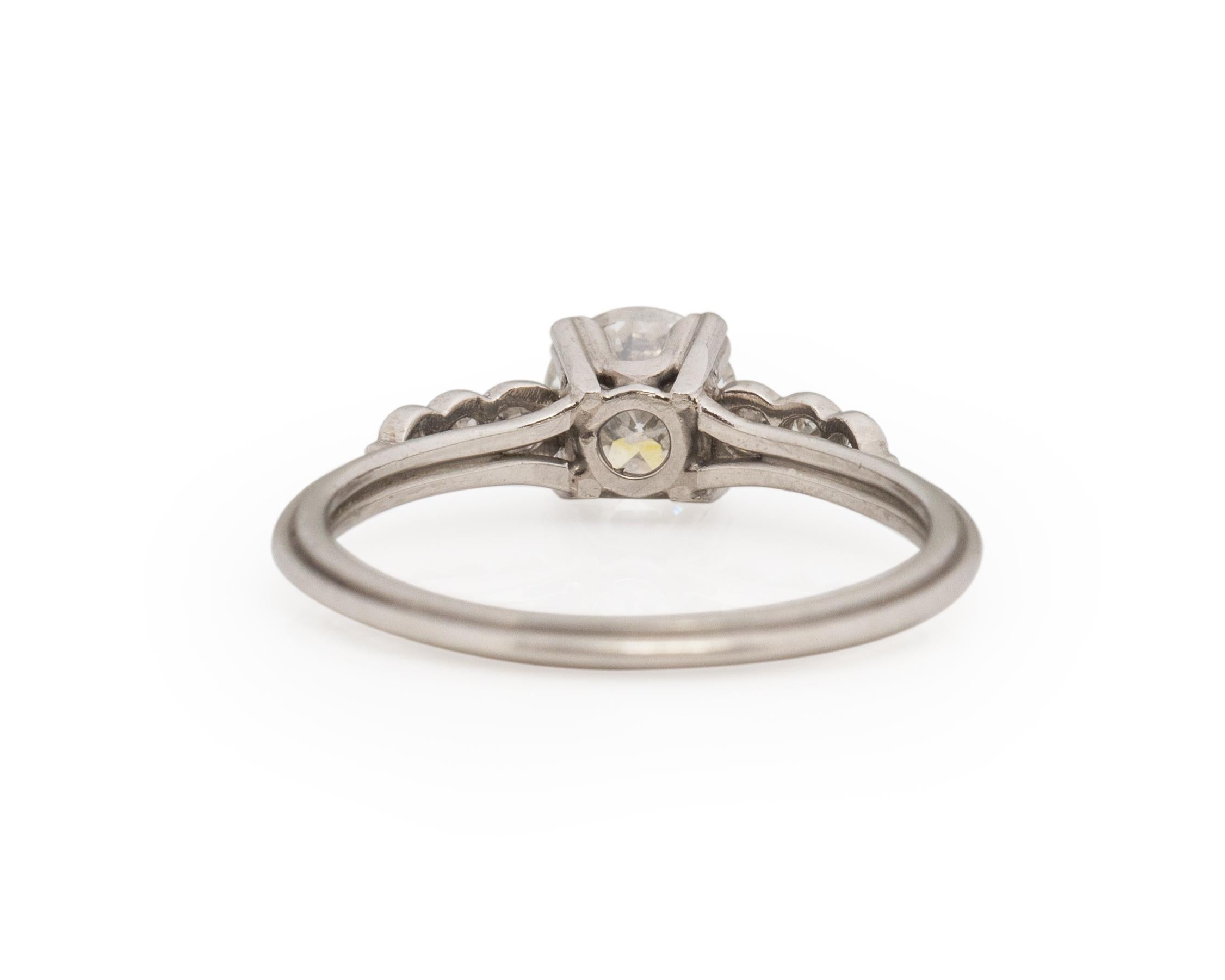 Old European Cut .53 Carat Art Deco Diamond Platinum Engagement Ring For Sale