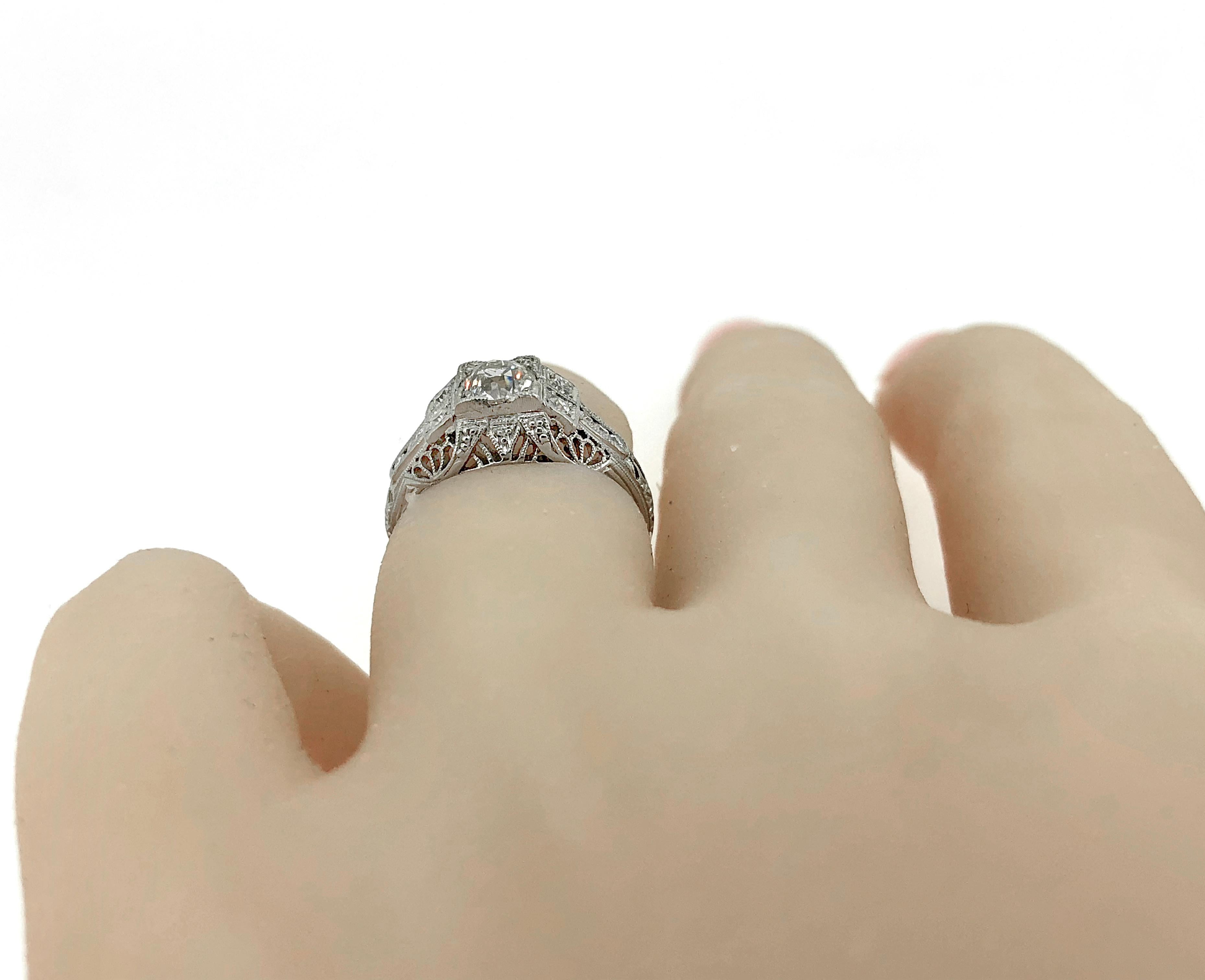 .53 Carat Diamond Platinum Engagement Ring Art Deco by S. Kind & Son For Sale 1