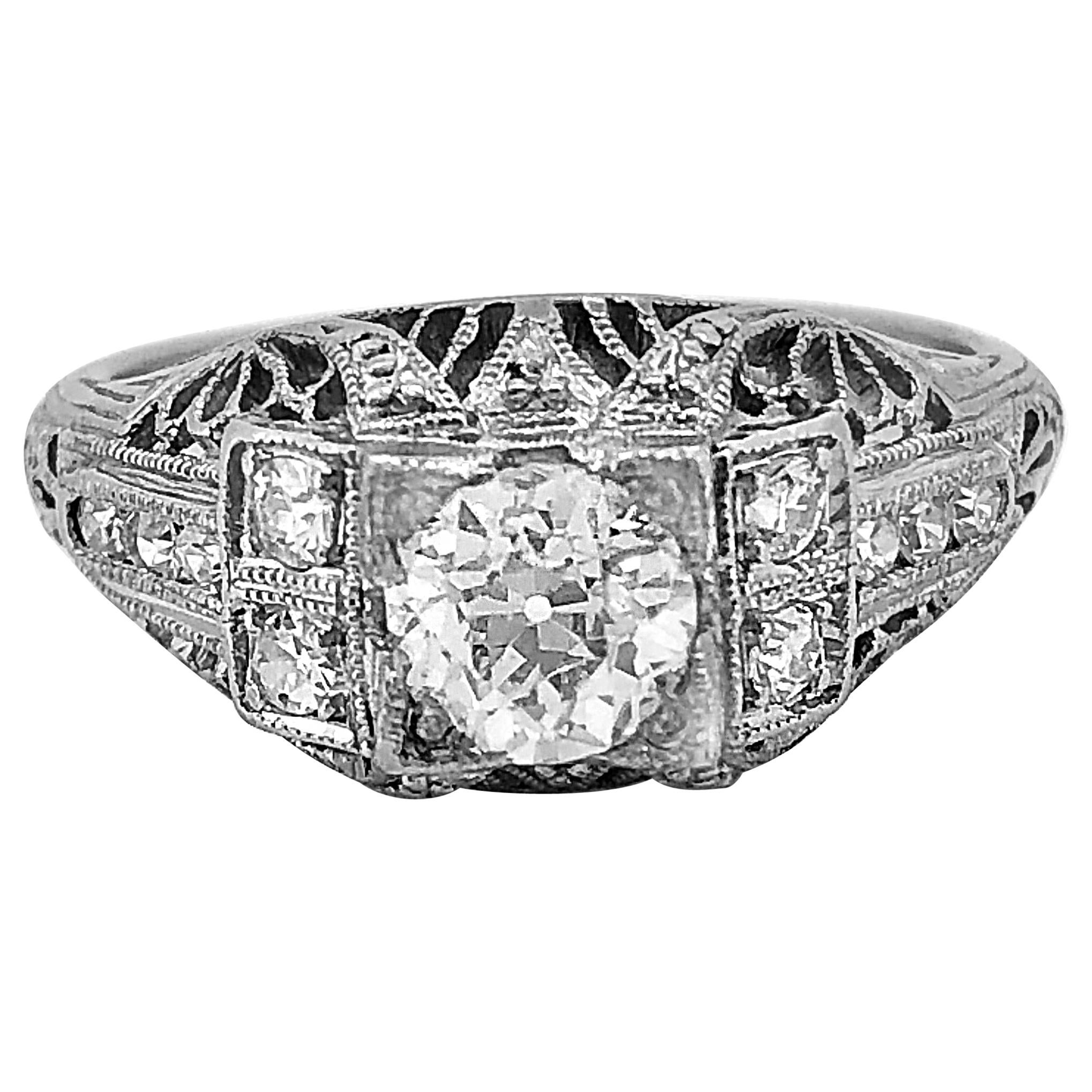 .53 Carat Diamond Platinum Engagement Ring Art Deco by S. Kind & Son For Sale