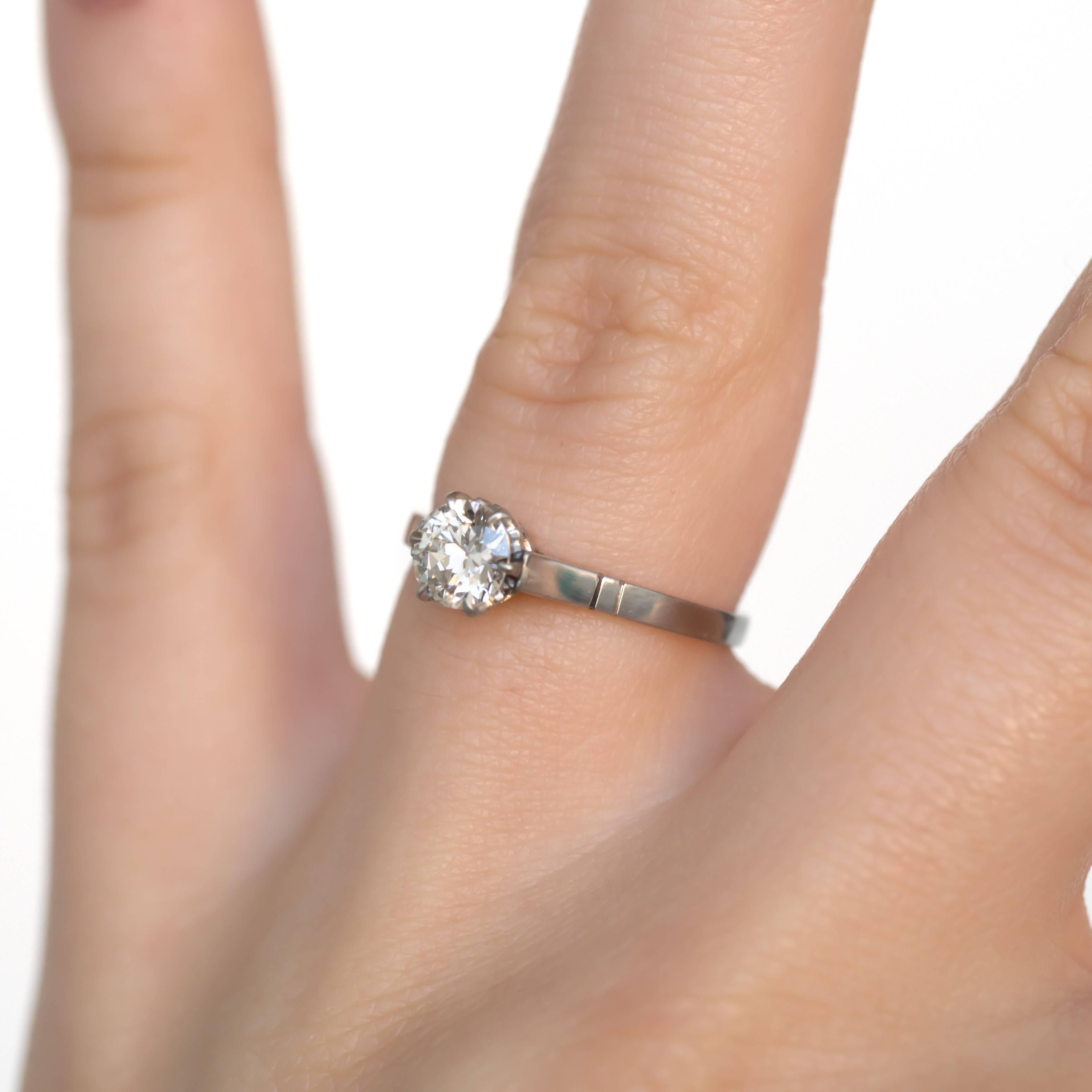 Art Deco .53 Carat Diamond Platinum Engagement Ring For Sale