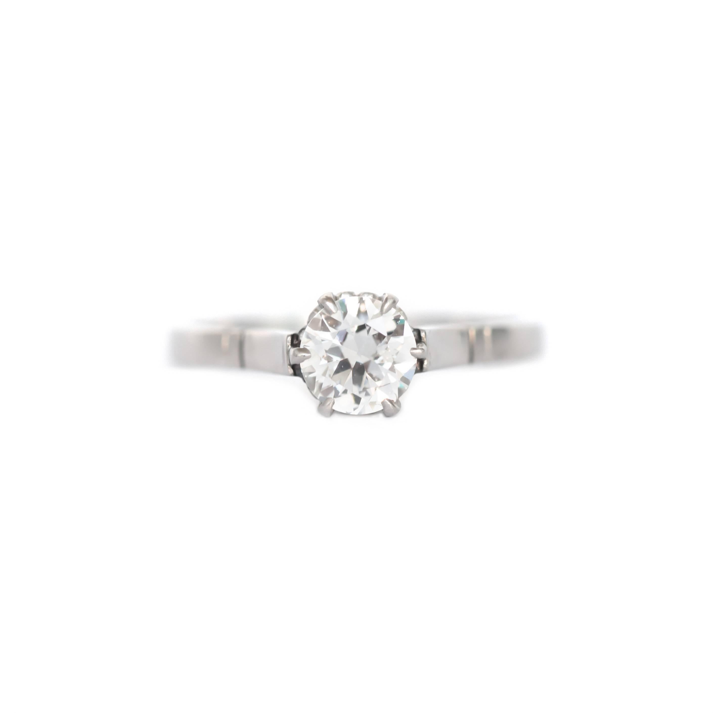 Women's or Men's .53 Carat Diamond Platinum Engagement Ring For Sale