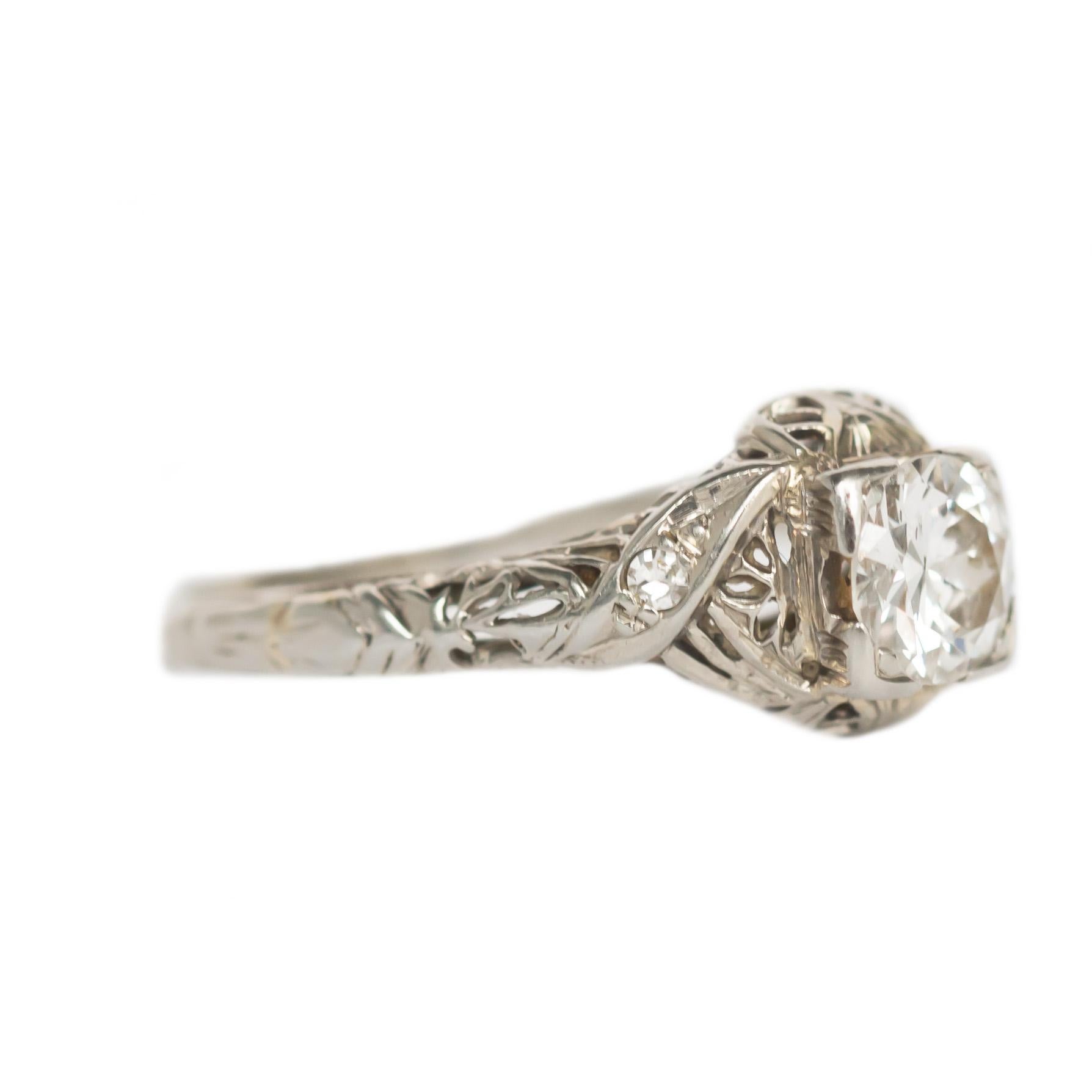 Art Deco .53 Carat Diamond White Gold Engagement Ring