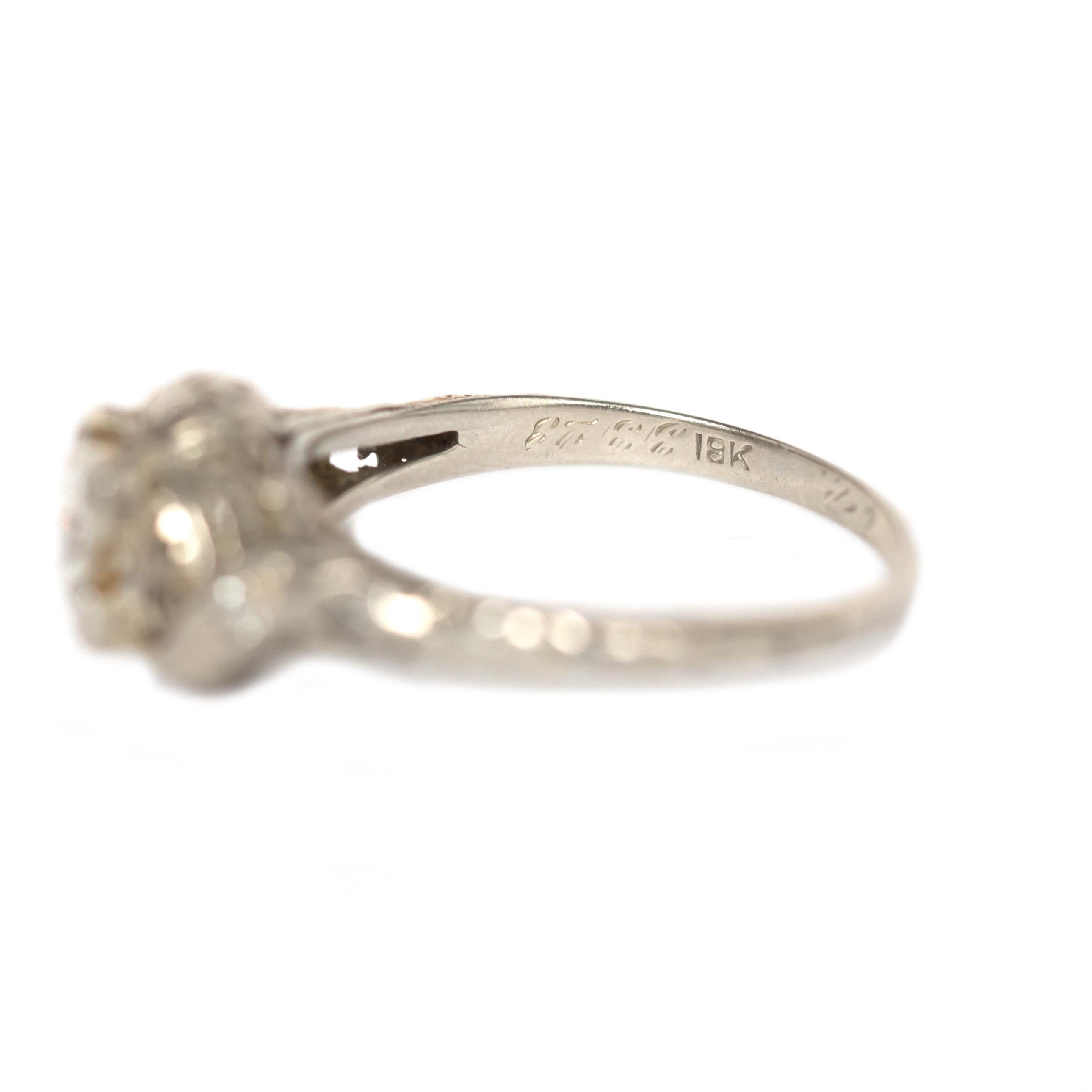 Women's or Men's .53 Carat Diamond White Gold Engagement Ring