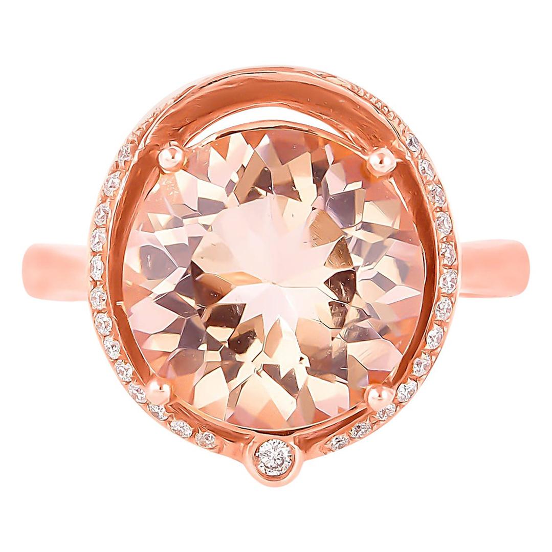 5,3 Karat Morganit und Diamant-Ring aus 18 Karat Roségold