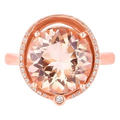 Bague en or rose 18 carats avec diamants et morganite de 5,3 carats