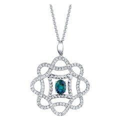 .53 Carat Natural Alexandrite and Diamond Pendant in White Gold with Chain