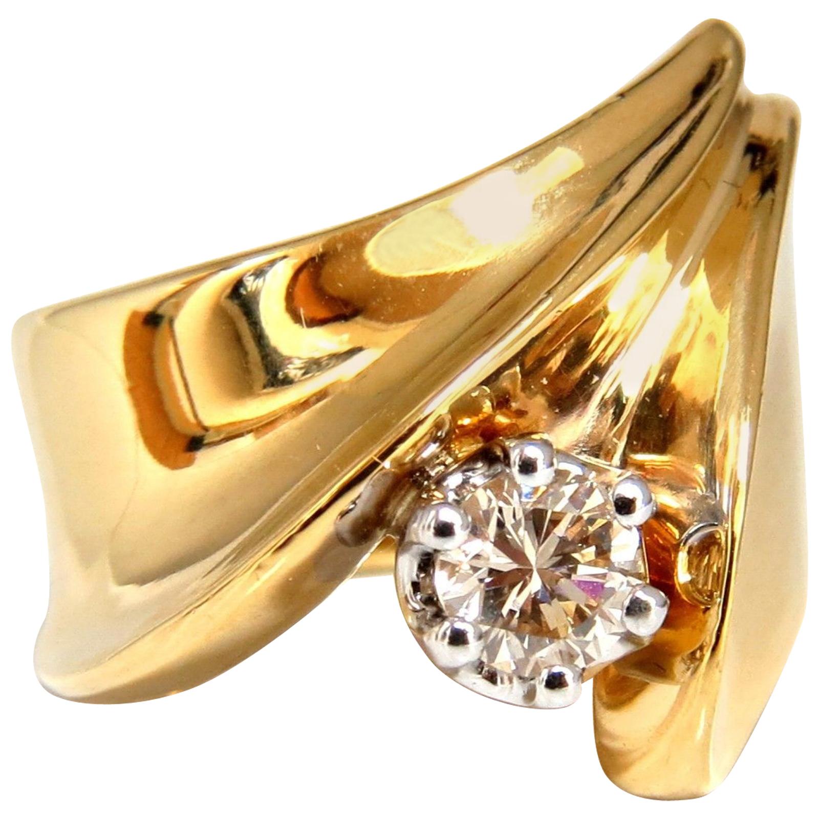 .53 Carat Natural Fancy Light Brown Diamond ring 14 Karat Bypass Deco For Sale