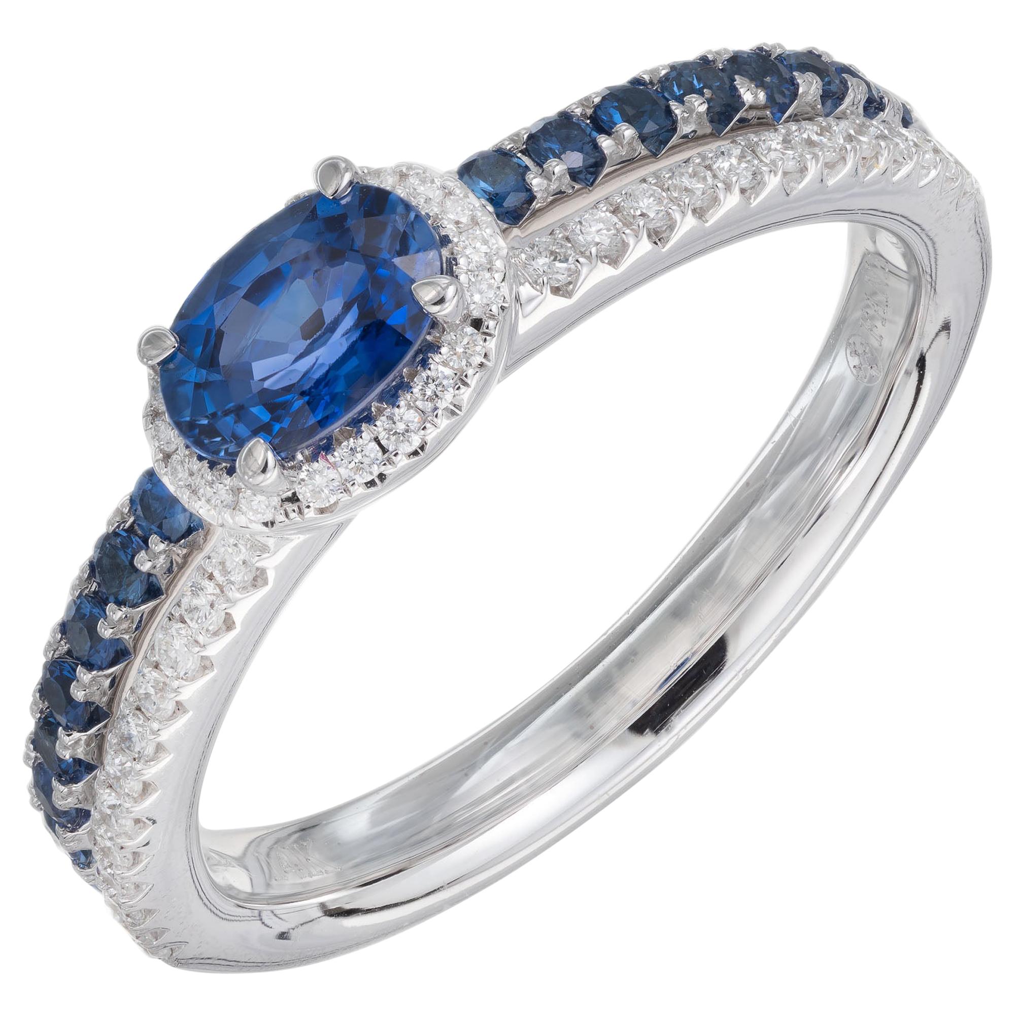 .53 Carat Oval Sapphire Diamond Engagement Ring For Sale