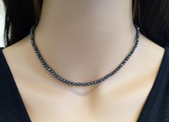 53 Carat Total Briolette Black Diamond Necklace in 14 Karat White Gold