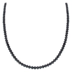 53 Carat Total Briolette Black Diamond Necklace in 14 Karat White Gold