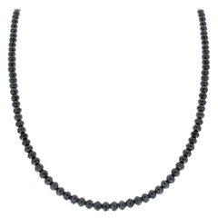 53 Carat Total Briolette Black Diamond Necklace in 14 Karat White Gold