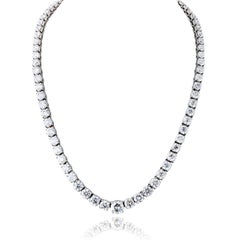 53 Carats Platinum Round Cut Diamond Tennis Necklace