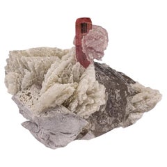 53 grammi di tormalina rosa con lepidolite su quarzo fumé dall'Afghanistan
