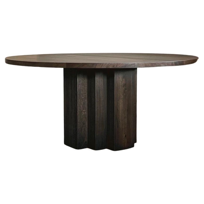 53" Round Solid Belgian Oak Dining Table in Charcoal