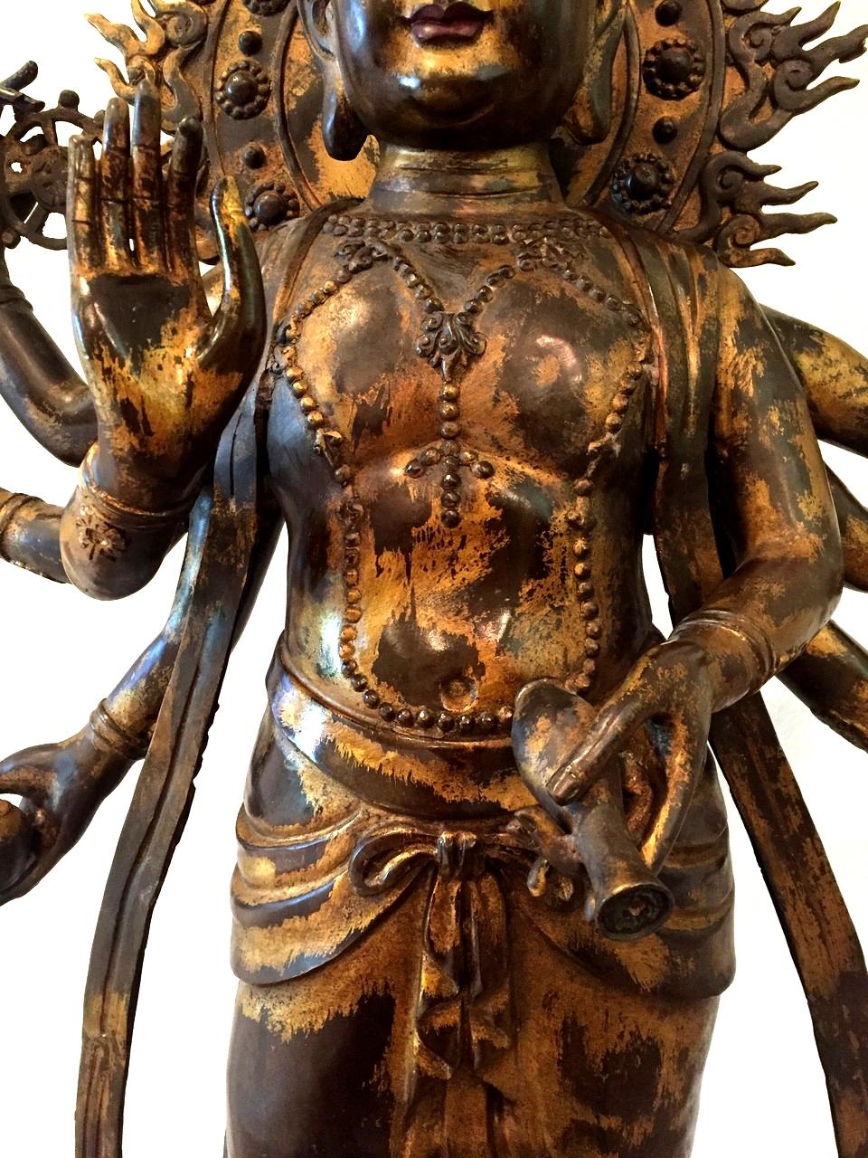 Gilded Bronze Tibetan Multi Armed Avalokitesvara Statue 53