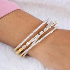 Spectrum Jewels 5.3 Carat Diamond Crossover 14k Yellow Gold Wide Cuff Bracelet