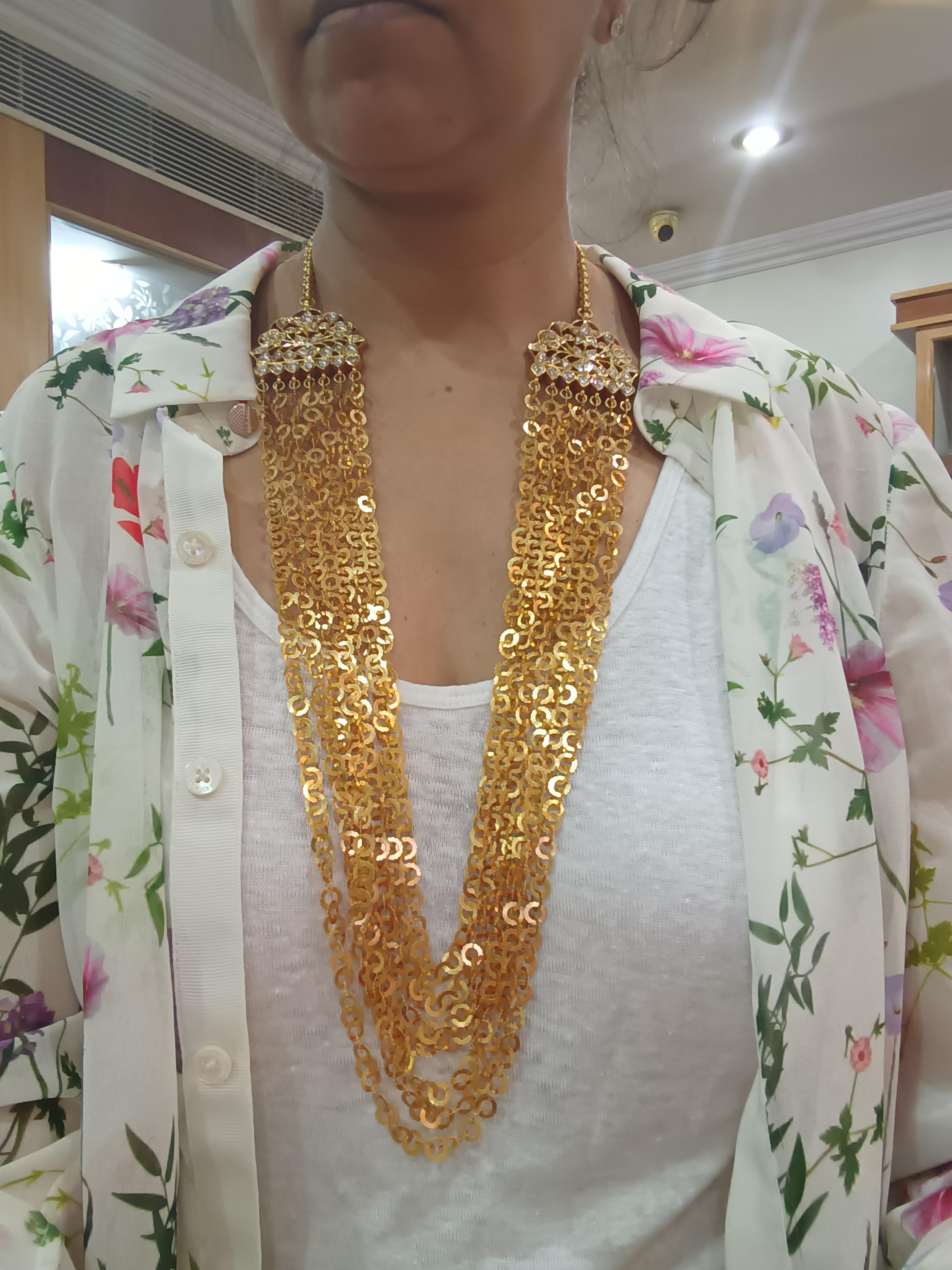 Collana in oro con diamanti e tormalina smeraldo da 530 carati in vendita 5