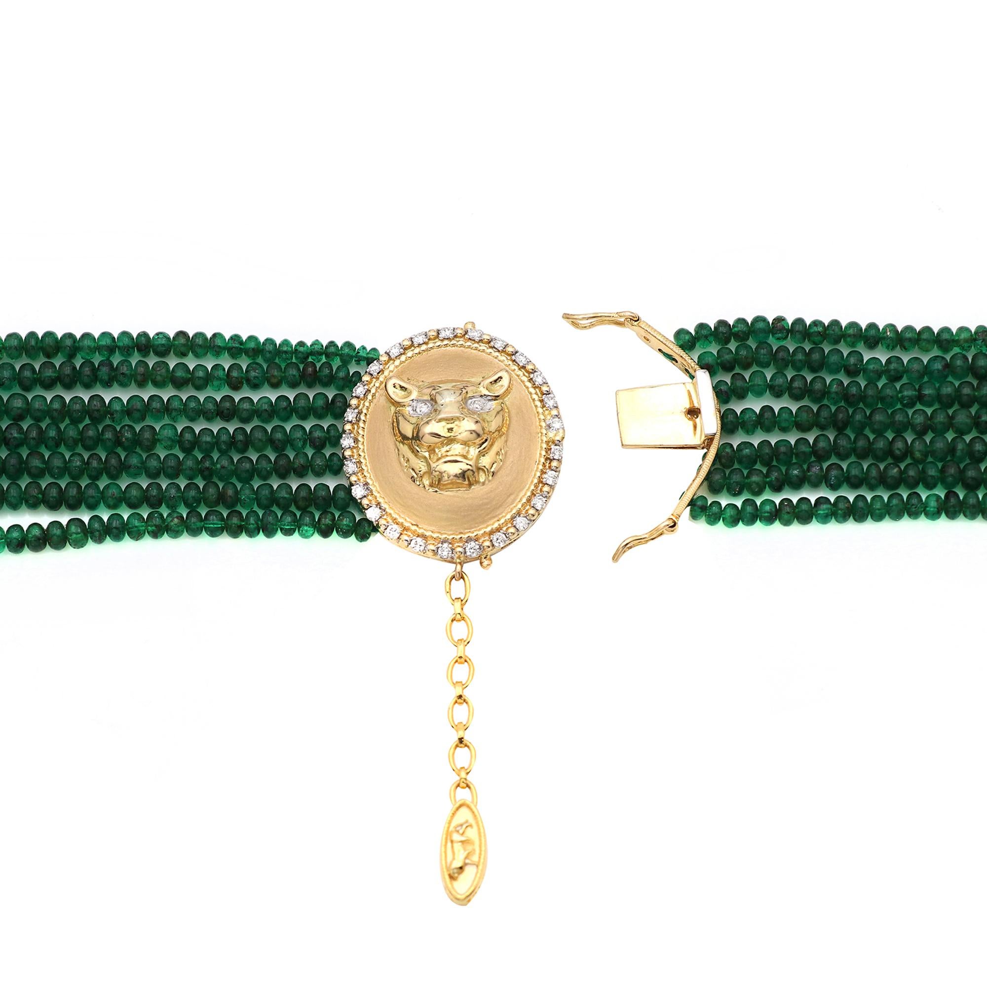 Goldhalskette 530 Karat Smaragd Turmalin Diamant Gold für Damen oder Herren im Angebot