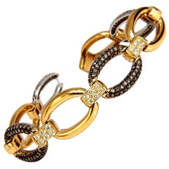 5.30 Carat Natural Fancy Yellow and Brown Diamond Link Bracelet 14 Karat*