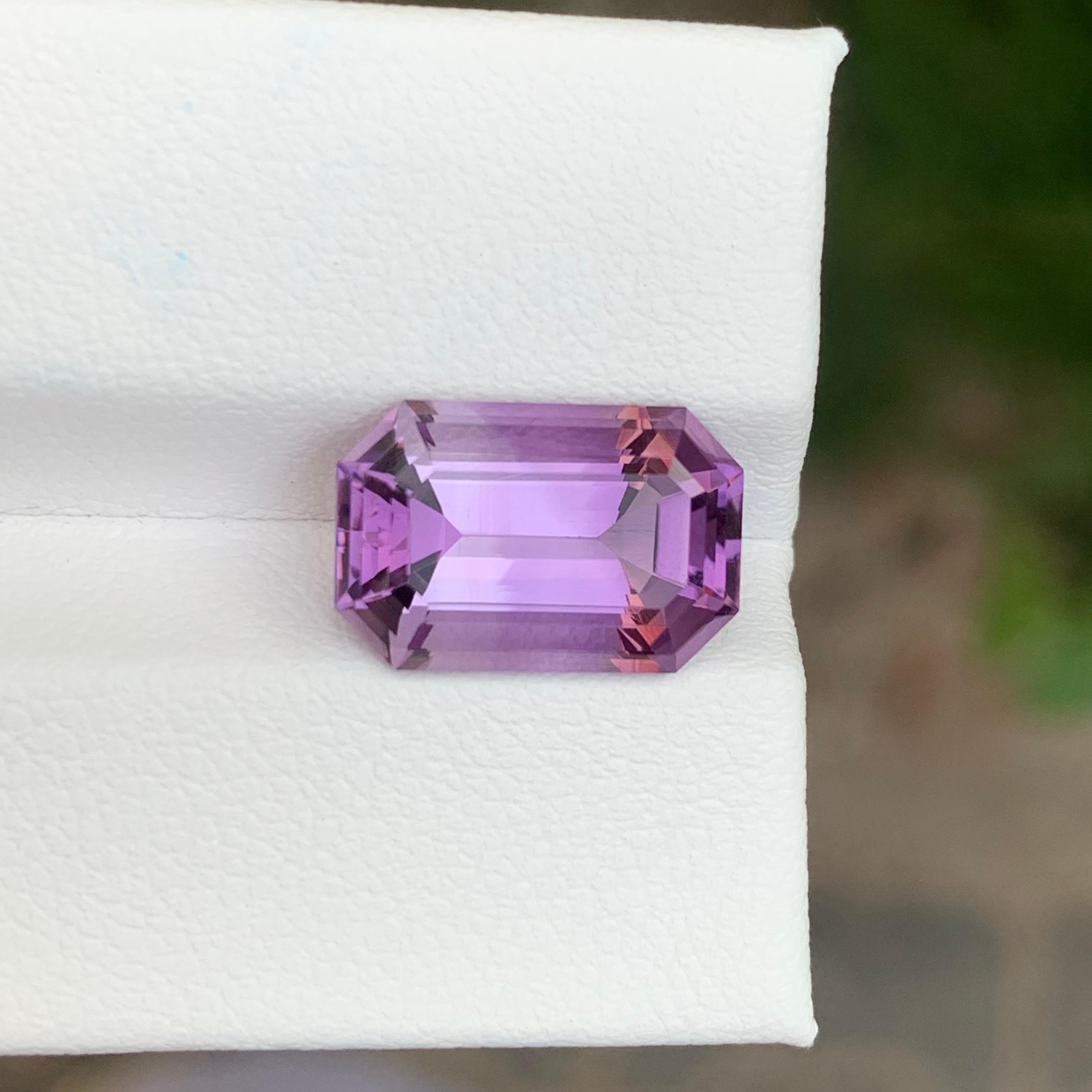 Stone: Amethyst

Weight : 5.30 Carats
Dimension: 13.5 x 8.8 x 6.7 Mm
Origin: Brazil
Shape: Emerald
Color: Purple And White
Treatment: Non
Certificate: On Customer Demand

Amethyst, a stunning violet variety of quartz, is known not only for its