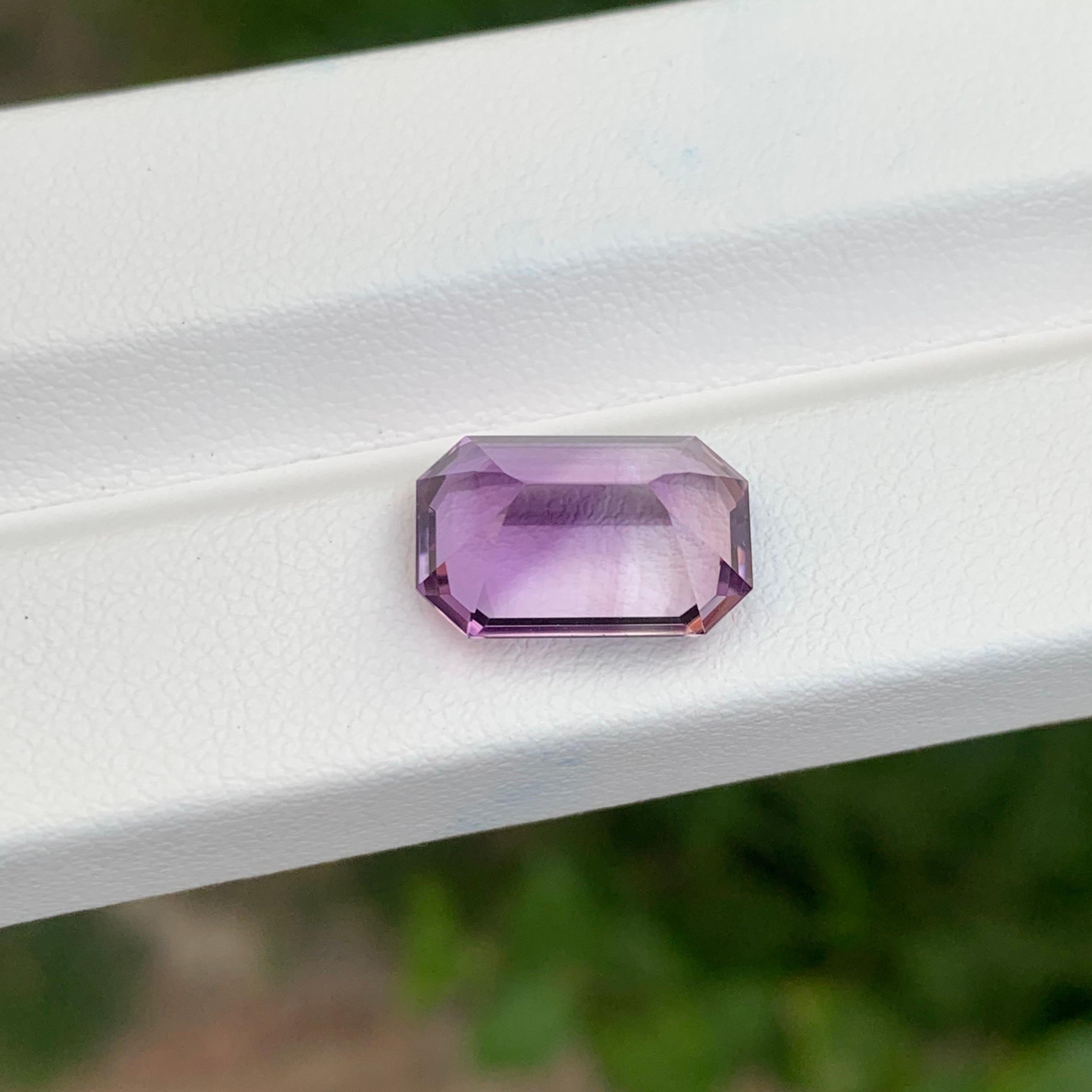 5.30 Carat Natural Loose Amethyst Emerald Shape Gemstone For Sale 2