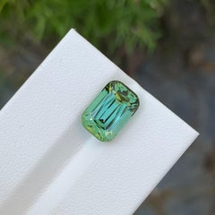 Top AAA 5.30 Carat Natural Loose Bright Mint Green Tourmaline Cushion Shape Gem