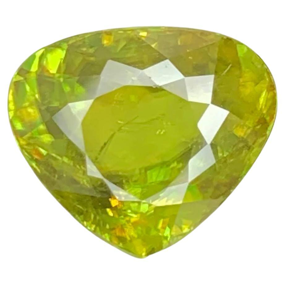 5.30 Carat Natural Loose Green Sphene Stone Heart Cut Madagascar
s Gemstone
