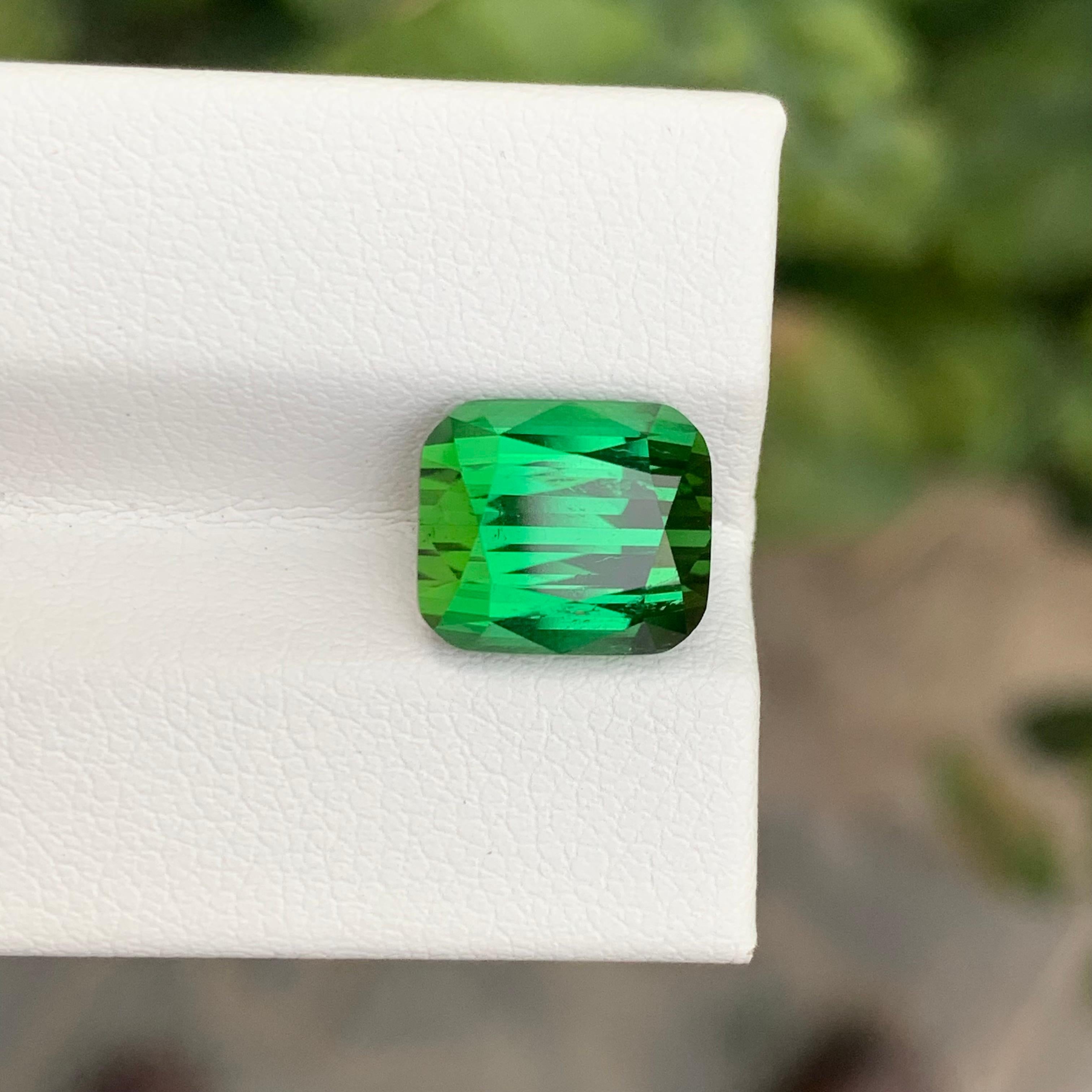 5.30 Carat Natural Loose Green Tourmaline Cushion Shape Gemstone (Tourmaline verte en forme de coussin) en vente 6