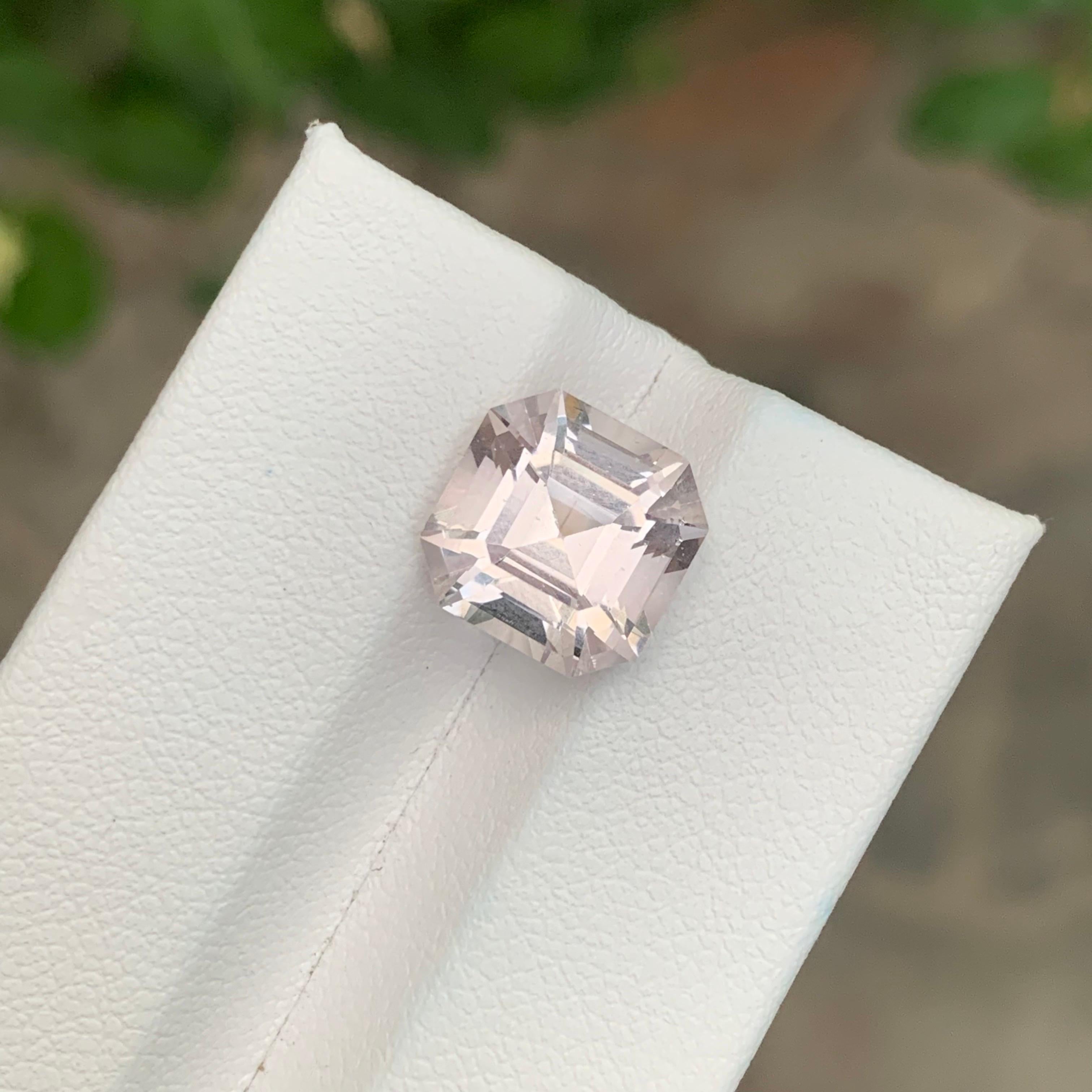5.30 Carat Natural Loose Morganite Square Shape Gemstone For Sale 4