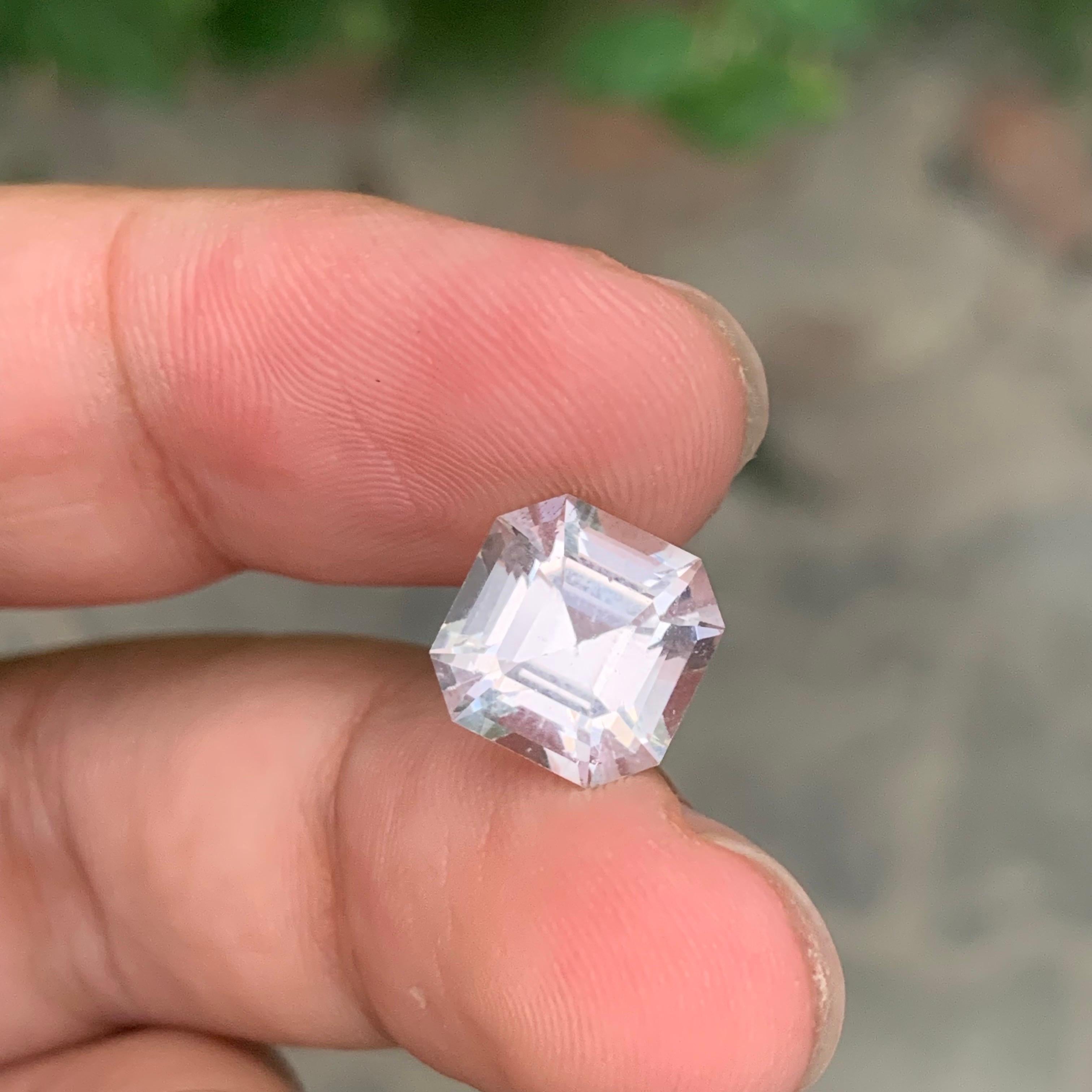 5.30 Carat Natural Loose Morganite Square Shape Gemstone For Sale 2