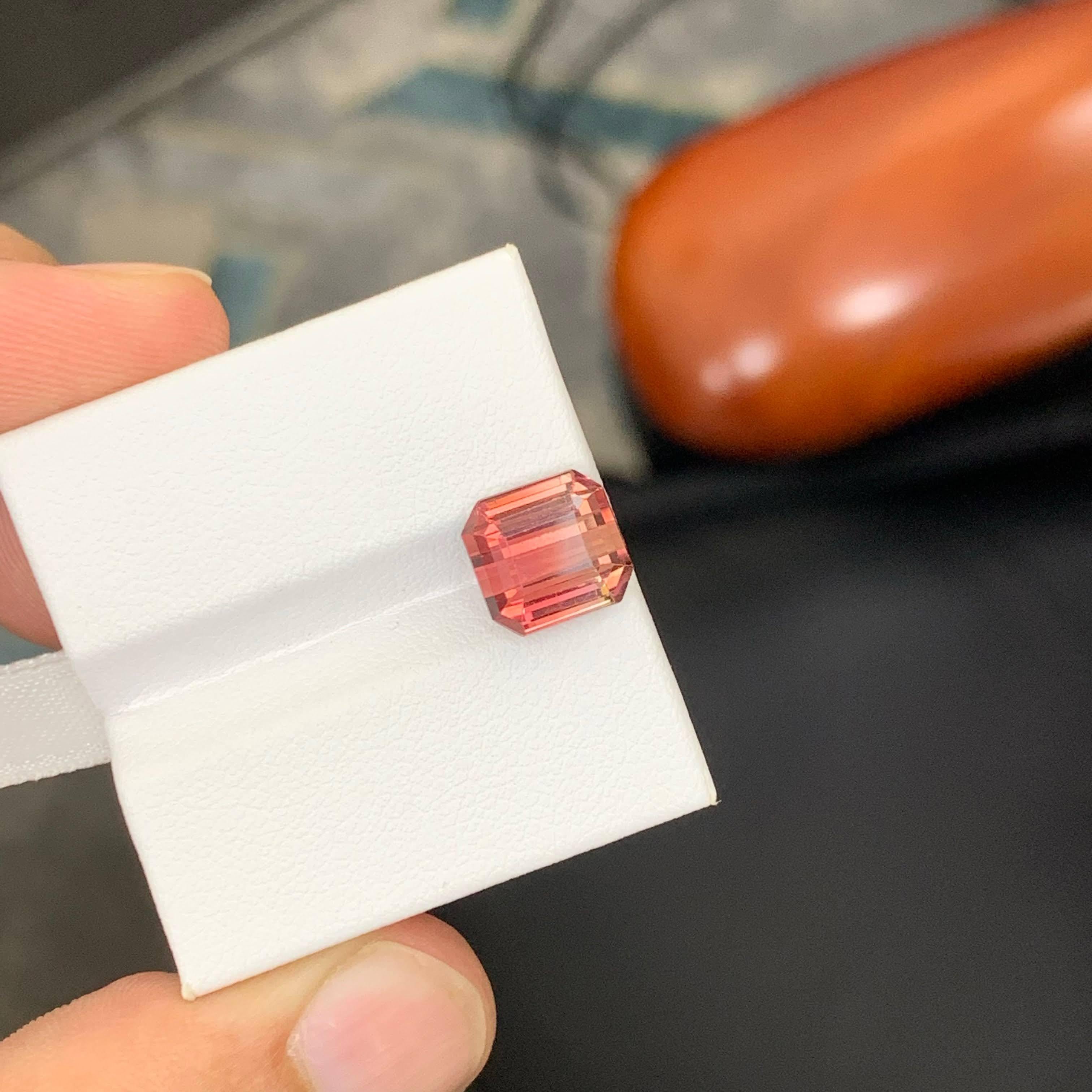 da uomo o donna 5,30 carati di tormalina rosa pesco naturale sfusa taglio smeraldo Gemma africana in vendita