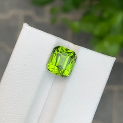 Gema suelta de peridoto natural de 5.30 quilates en forma de cojín