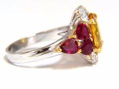 5.30 Carat Natural Vivid Yellow Sapphire Ruby Ring 14 Karat Vivid Reds
