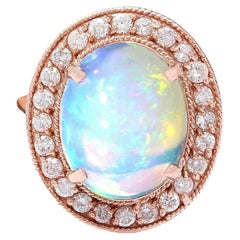 5.30 Carat Opal Diamond Ring 14 Karat Rose Gold